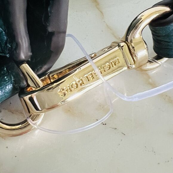 MICHAEL KORS Mott Dark Atlantic Green Leather Phone Crossbody Bag - Picture 9 of 10